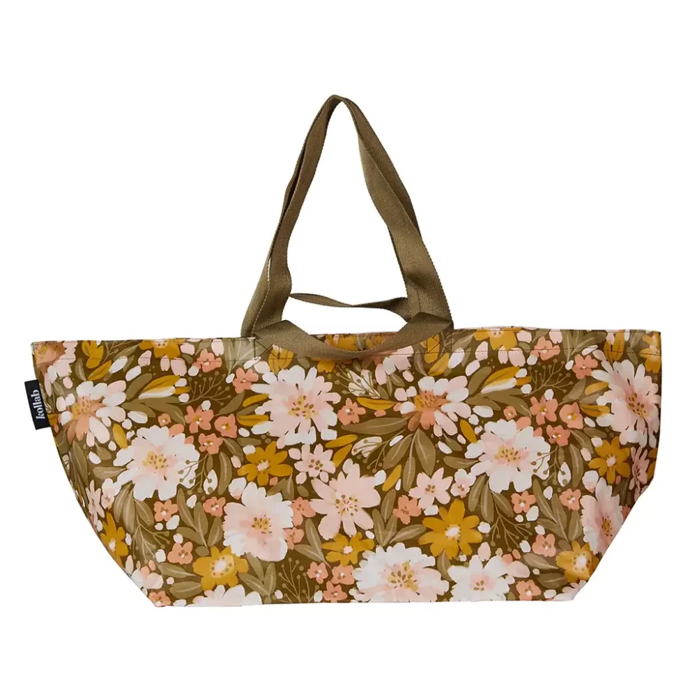 Kollab Beach Bag Khaki Floral | Island Collective